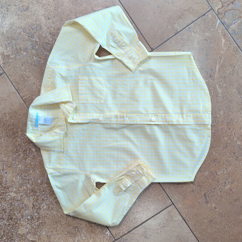 Janie and Jack boy shirt. Yellow gingham. Size 6.